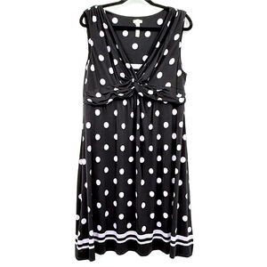 Soma Womens Dress XL Black Lavender Polka Dots Sleeveless Empire Waistline Flowy